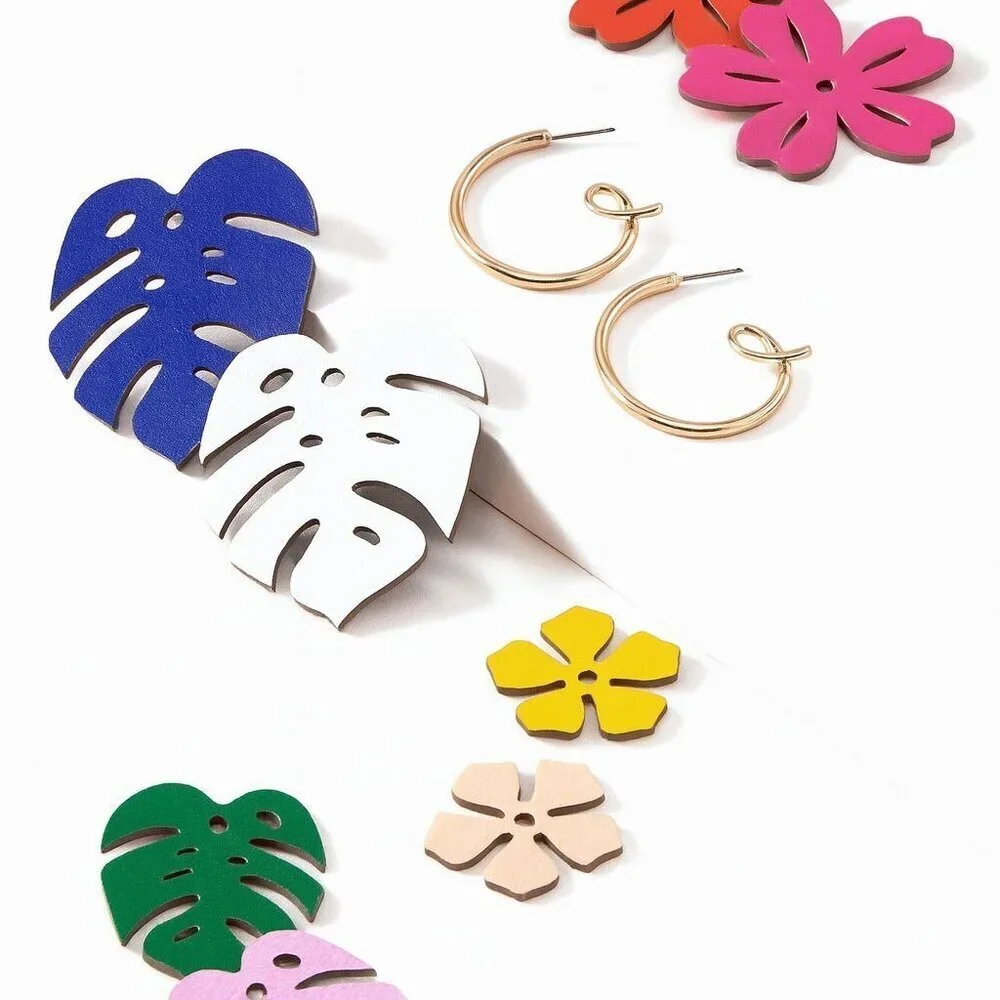 Stella & Dot Color Pop Convertible Floral and Tropical Earrings Rare NWT
